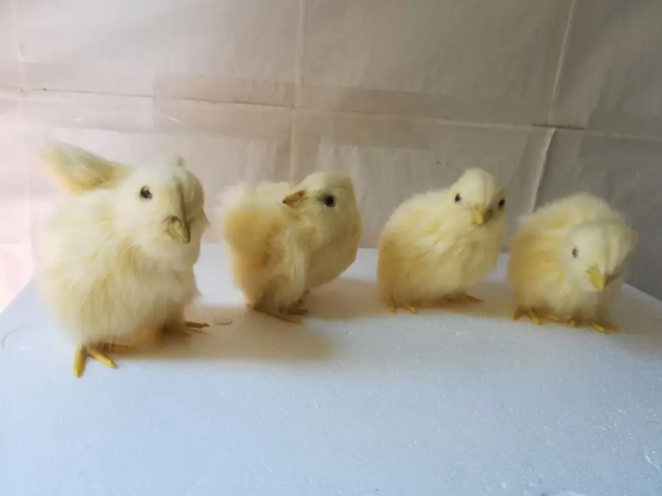 Имитация курицы пластик и мех желтый цыпленок Модель около 10 см звук Жук Цыпленок