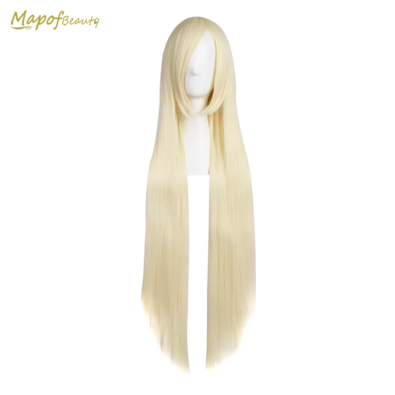 MapofBeauty длинные прямые 100 см светильник золотой косплей парик вечерние парики для
