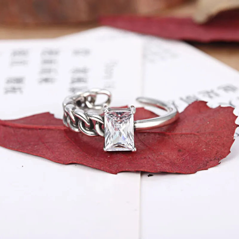 Природа черный камень Кольца для женщины Винтаж Ретро Серебряный перстень ААА