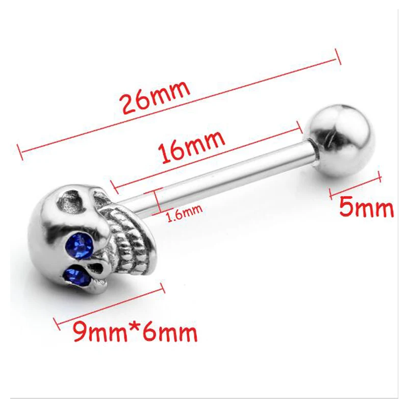 Кольца для пирсинга мужские хирургическое изделие в стиле панк Череп язык