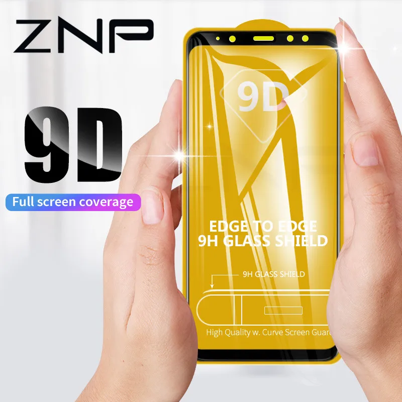 ZNP 9D полное покрытие из закаленного стекла для samsung Galaxy A3 A5 A6 A8 Plus Защита экрана для samsung J4 J6 Plus J8 стекло