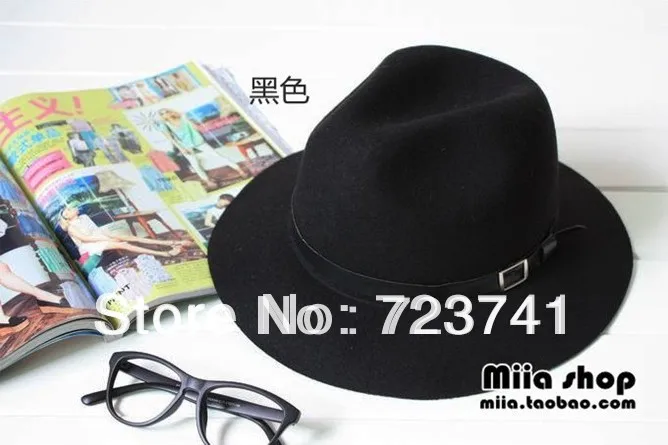 В наличии! Новинка 2017 модная женская шерстяная шляпа с большими полями шапки fedoras