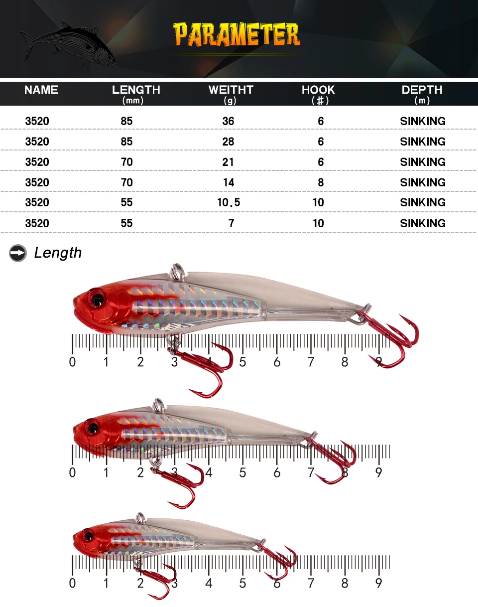 Kingdom Fishing жесткая свинцовая приманка 6 размеров Тонущая VIB воблеры мягкий корпус дизайн с сильным крючком пять цветов модель 3520