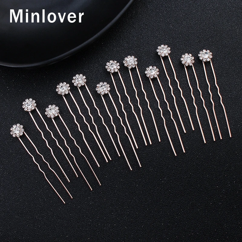 Minlover 12pcs/lot Small Daisy Handmade Bride Hair Combs for Women Girls Crystal Hairpins Jewelry Wedding Accessories TS072 | Украшения и
