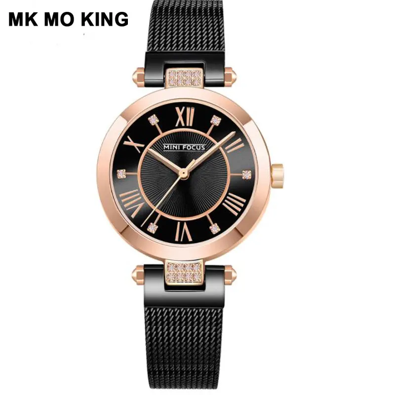 Брендовые ультра тонкие женские часы с бриллиантовым маленьким циферблатом 30 м