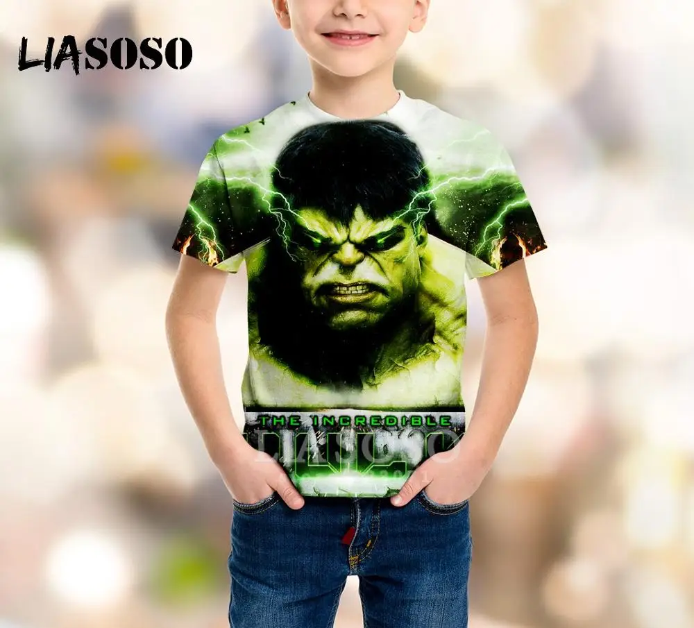 23 LIASOSO/Новая модная летняя детская толстовка футболка с 3D принтом из фильма Халк детский пуловер с короткими рукавами в стиле хип-хоп для мальчиков и девочек A216-04 - Цвет: 23