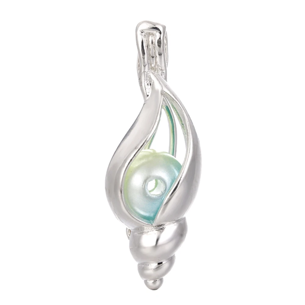 10 шт. Серебряная жемчужная клетка для изготовления украшений в форме раковины