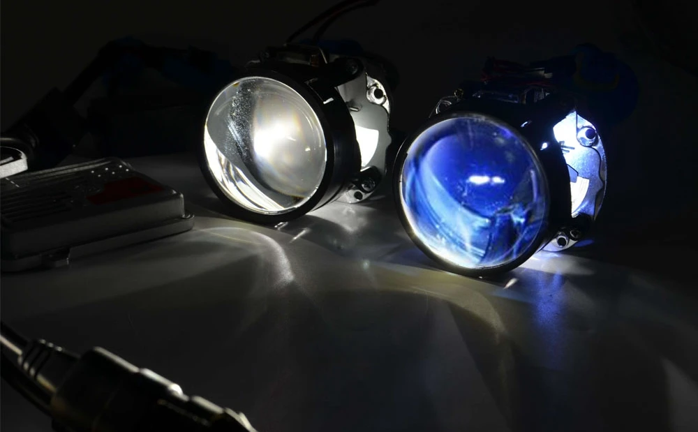 VER 7,1 синее покрытие Биксеноновые hid объектив проектора LHD RGB DRL кожухи фары H1 H4 H7 автомобильный мотоциклетный в сборе комплект модифицированный