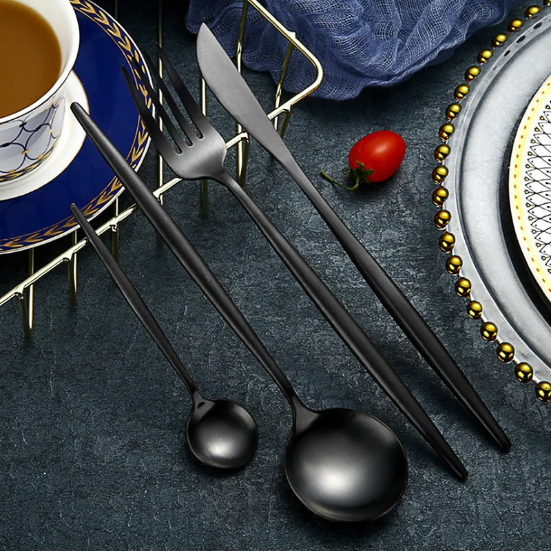 Набор посуды Hoomall из нержавеющей стали 304 24 шт./компл. черный столовый сервиз