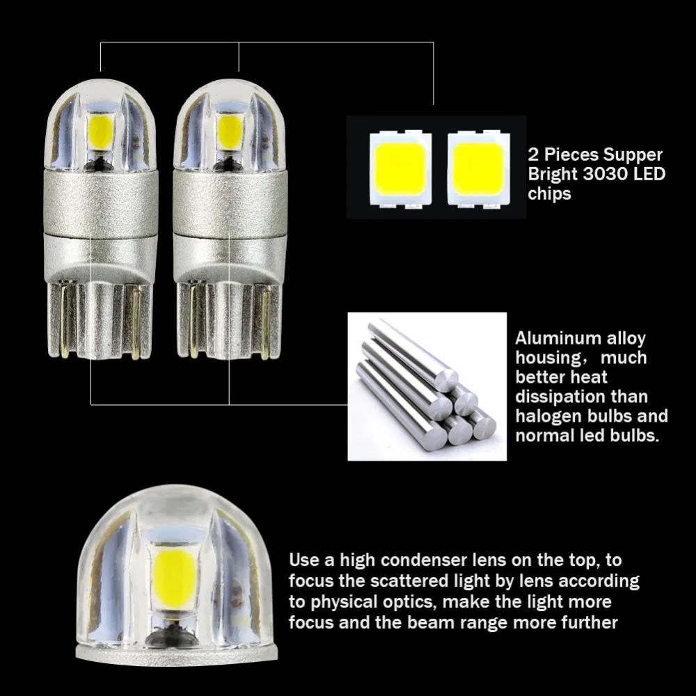 Светодиодные лампы T10 2-SMD 3030 W5W 3-SMD 2 шт. светодиодная лампа для автомобильных