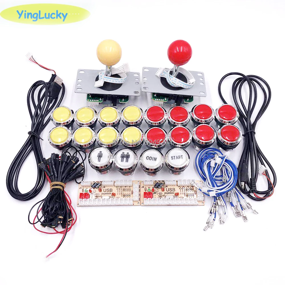 Аркадный джойстик DIY Kit Нулевая задержка аркадный Набор DIY 2 игрока клавиатура USB кодер к ПК SANWA Джойстик+ светодиодный кнопочные кнопки