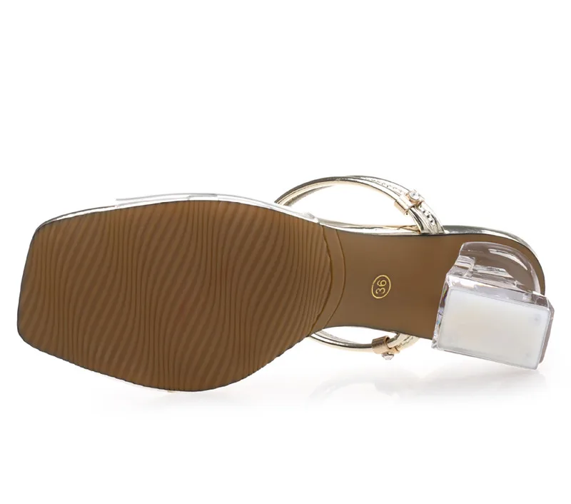 2018 ПВХ желеобразные сандалии обувь с украшением в виде кристаллов каблук