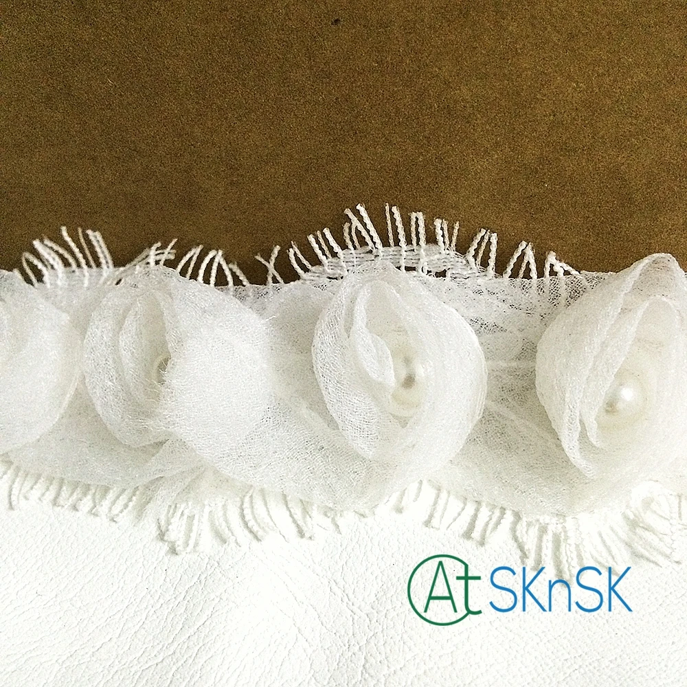 Новинка кружево 100 ярдов/Лот белая роза шифоновая Цветочная кружевная ткань с