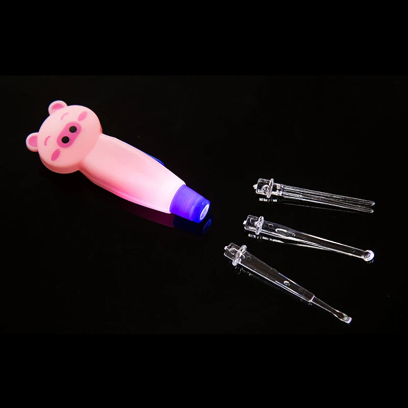 2 Pcs Cute Cartoon EarPick Ear Wax Remove LED Flashlight Pick Cleaner Tool Curette Spoon New Care Light Child | Красота и здоровье