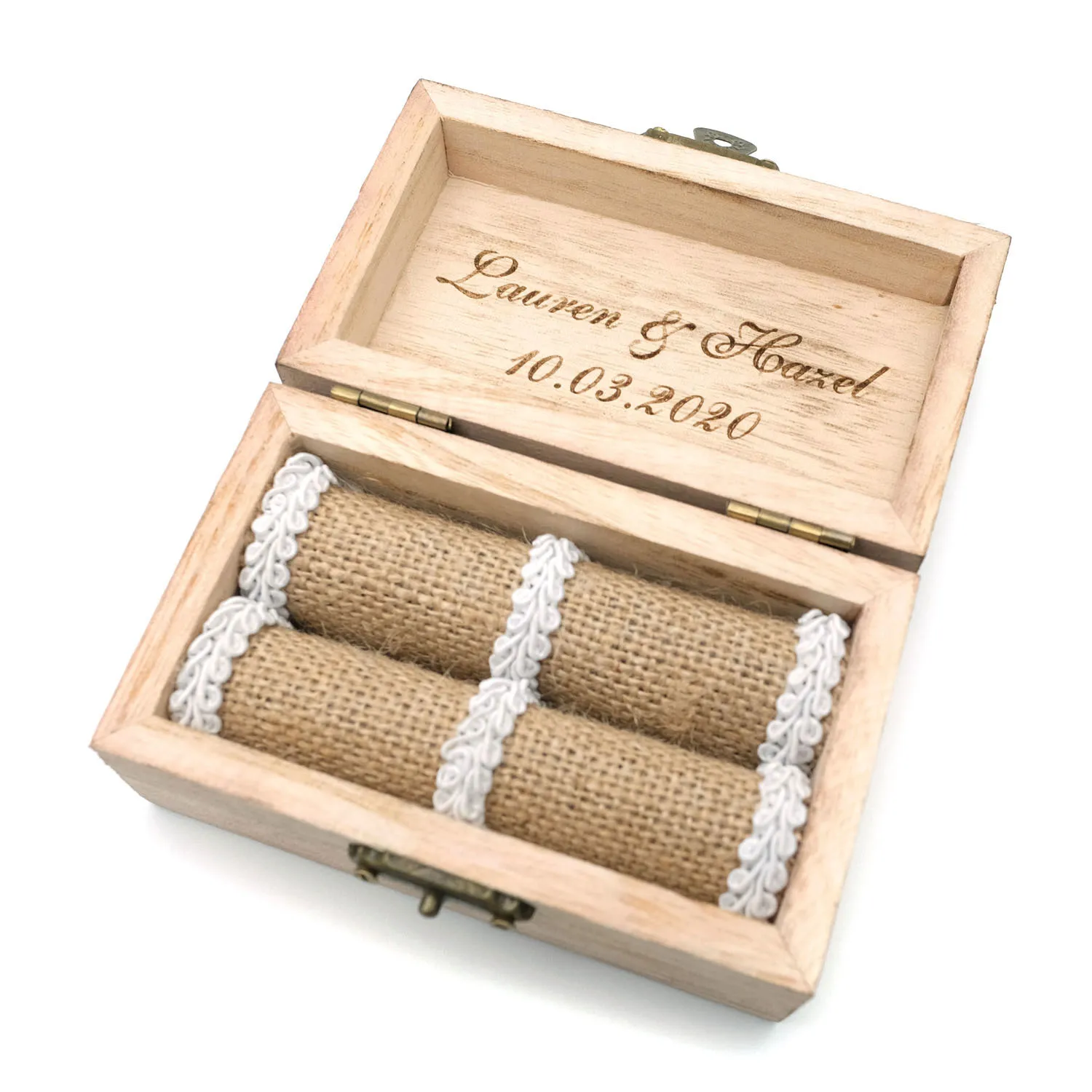 Коробка для обручального кольца коробка в деревенском стиле с гравировкой