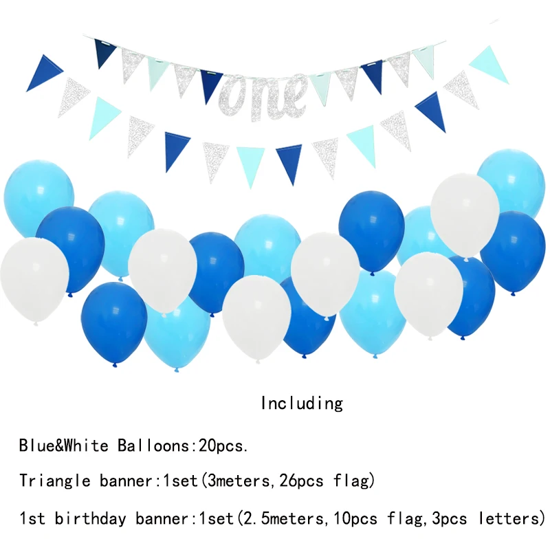 Blue banner set 28 шт. Синие Вечерние Декорации для девочек и мальчиков, первый день рождения, детский душ, воздушные шары, полотняные флаги-транспаранты, поставка - Цвет: Blue banner set