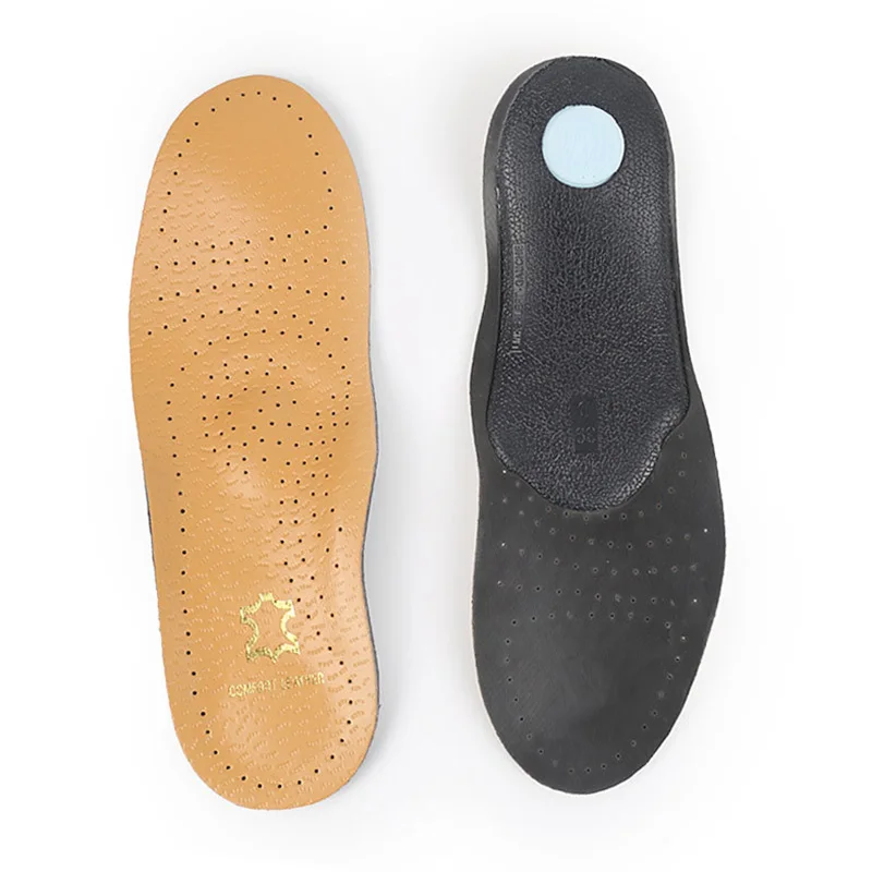 

EU35-46 High Quality Leather Orthosis Insoles For Flat Feet Arch Support Orthopedic Silicone Sneakers Leather Insoles Men Women