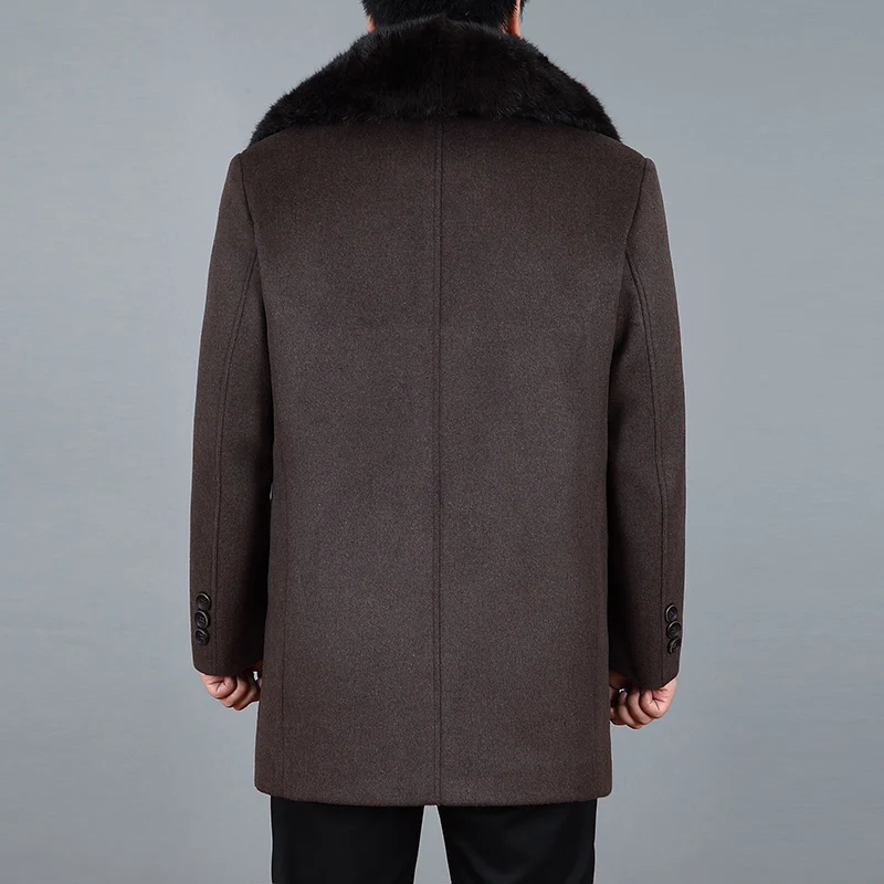 2021 Высокое Качество Мужское Шерстяное Пальто Зима Теплое Из Шерсти С Натуральным