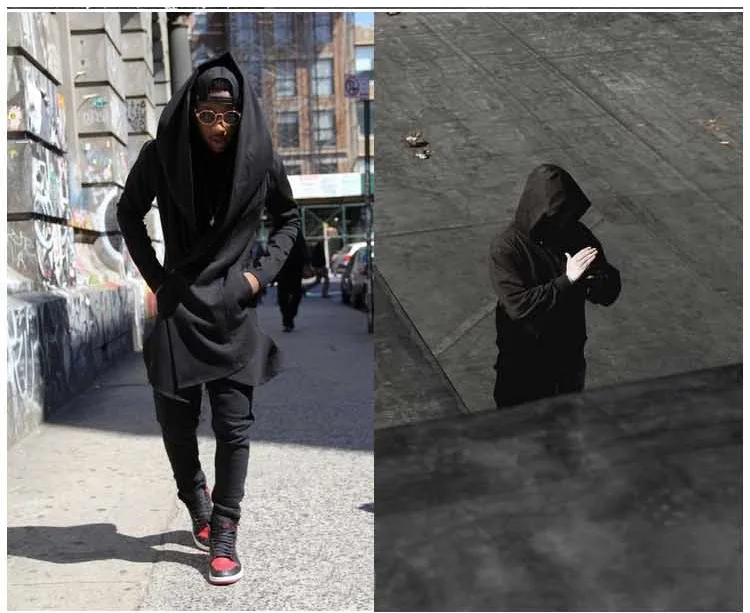 

New Winter Autumn Solid Long Trench Coat Men Fashion Coat Long Sleeve Hooded Cloak Jacket Casual Men Winter Cardigan Outwear