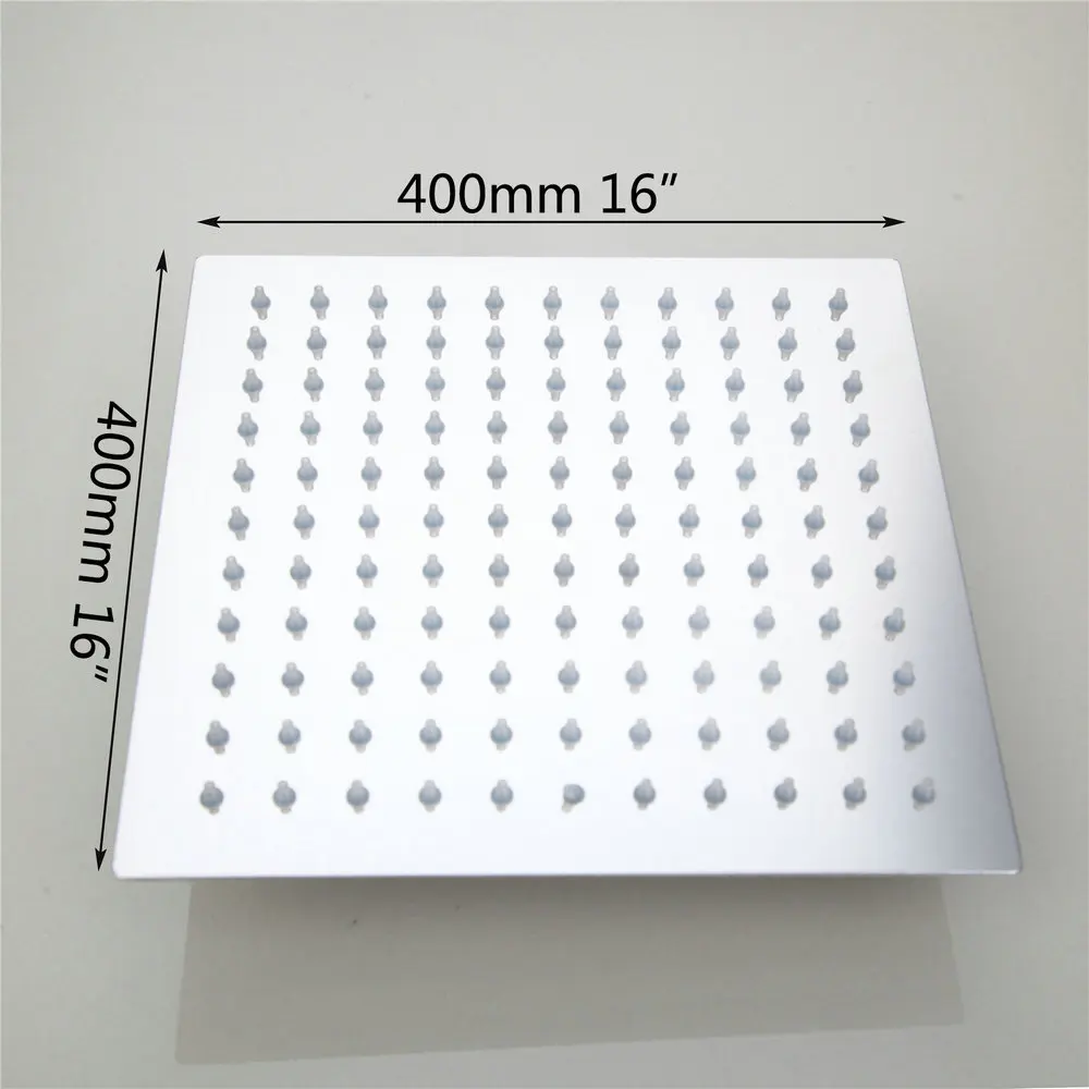 Насадка для душа JIENI 16 дюймов светодиодная хромированная латунная|rectangular shower head|led headshower head |