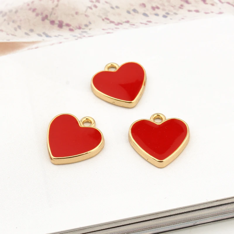 10 шт. маленькие эмалевые подвески в форме сердца браслеты фурнитура для женщин и