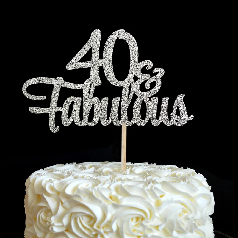 40& Сказочный торт Топпер 40-ой День Рождения Декор много цветов блеск выбирает украшения принадлежности для тортов