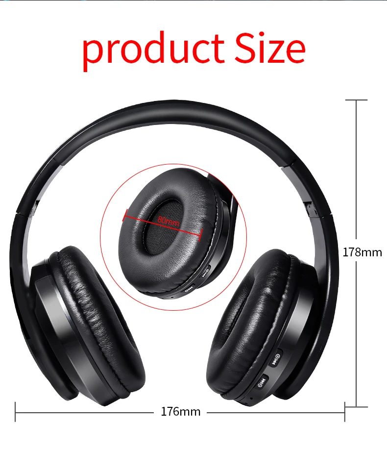 Беспроводные наушники, Bluetooth гарнитура, Складные стерео наушники, игровые наушники, поддержка TF карты с микрофоном для ПК, всех телефонов, Mp3