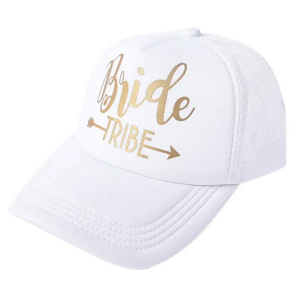 Команда надпись «Bride Tribe» Snapback Кепка-тракер Кепка с сеточкой и золотыми буквами с принтом стрелы, Свадебная вечеринка Бейсбол Кепки клуб подарок - Цвет: Tribe White