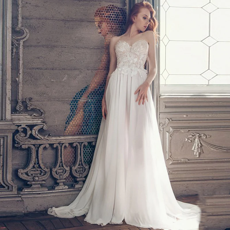 2019 сексуальные милые пляжные свадебные платья Vestido De Noiva шифоновые без рукавов