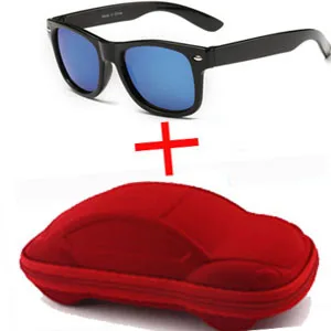 blue and red case Крутые От 6 до 15 лет, детские солнцезащитные очки, солнцезащитные очки для детей, для мальчиков и девочек, модные очки, покрытие линз, УФ-защита 400, чехол - Цвет линз: blue and red case