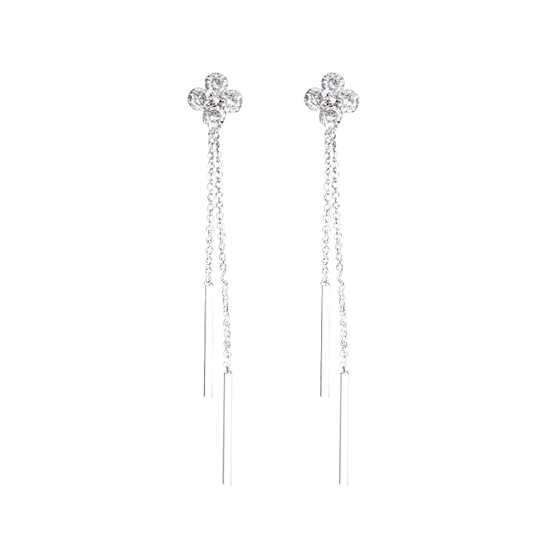 Новинка 925 пробы года 2018 серебро длинная Хрустальная бахрома длинные висячие