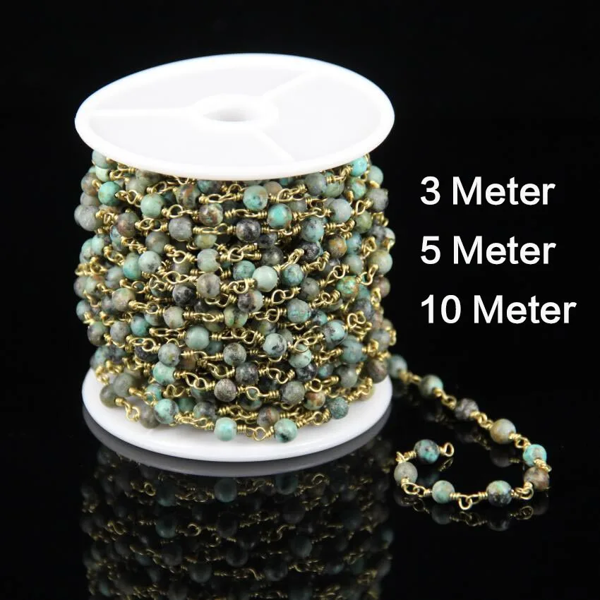 Круглая форма синий Африка бирюзовые бусы цепь колье ожерелье Провод Завернутый