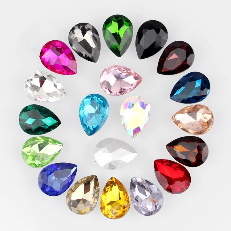 20 шт./лот стеклянные стразы в форме капли воды хрустальные для пришивания