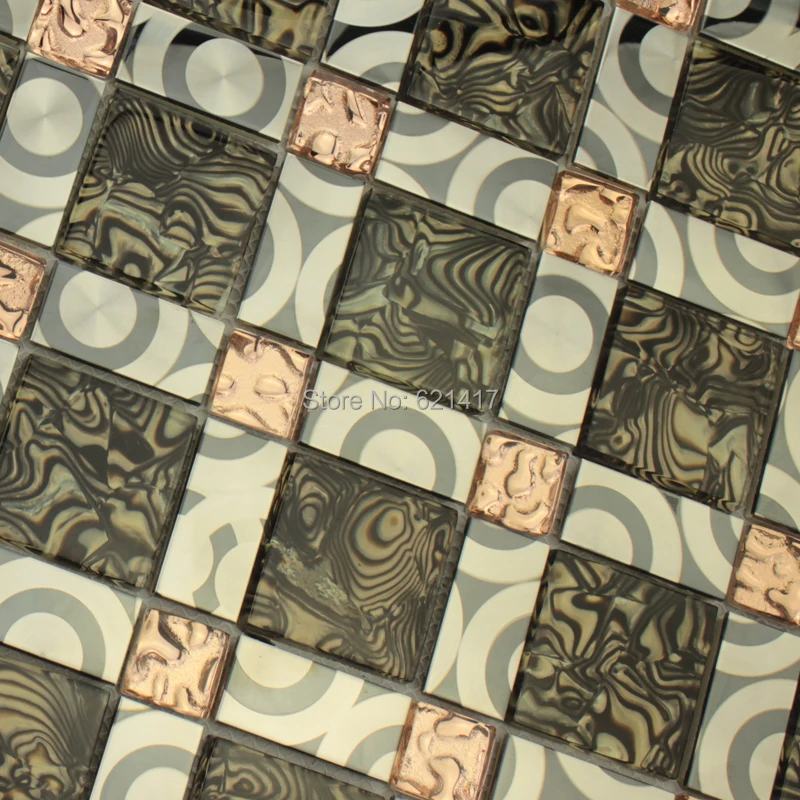 brown color art glass mosaic tile for kitchen backsplash bathroom shower tiles swimming pool hallway wall | Дом и сад