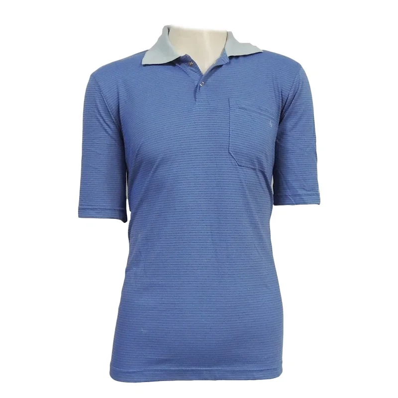 CR0113CS cotton blue Рабочая футболка, Антистатическая полиэфирная электронная рабочая одежда, Антистатическая рубашка поло, рабочая одежда - Цвет: CR0113CS cotton blue