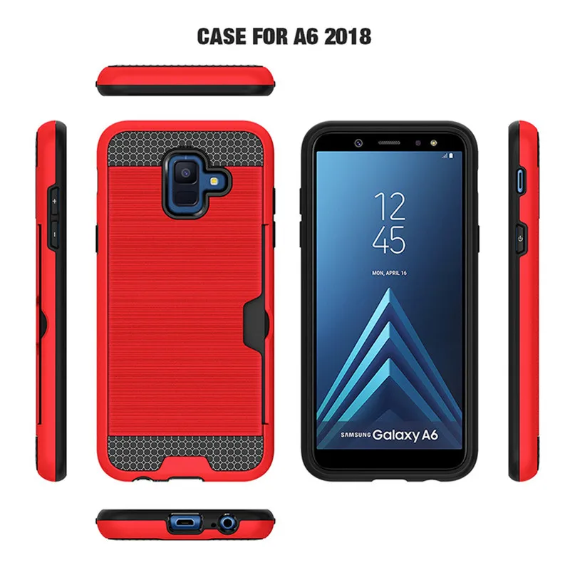 CBL Case For Samsung Galaxy A8 A6 Plus 2018 Brushed card PC+TPU Stand Cover Cases A3 A5 A7 2016 2017 2015 Phone |