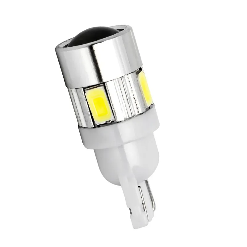 100 шт. T10 6 SMD 5630 5730 светодиодный прожектор с линзой для автомобиля Автомобильные стояночные огни W5W 194 6SMD 6 светодиодный Клин лампочки авто чтения Купол лампы 12 V 100X