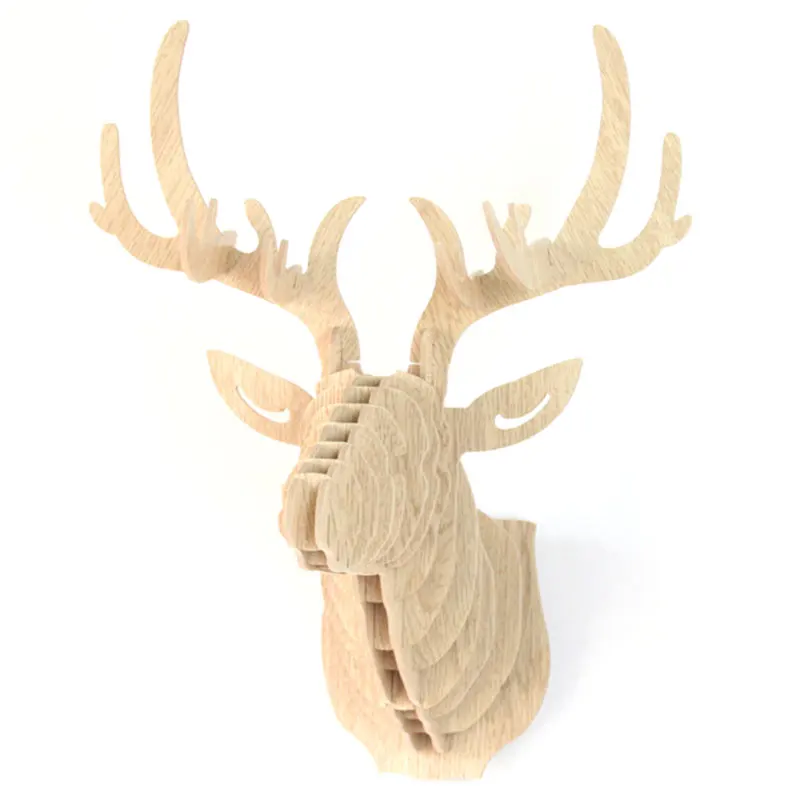 3D Puzzle Wooden DIY Creative Model Wall Hanging Deer Head Elk Wood Gift Craft Home Decoration Animal Wildlife | Дом и сад