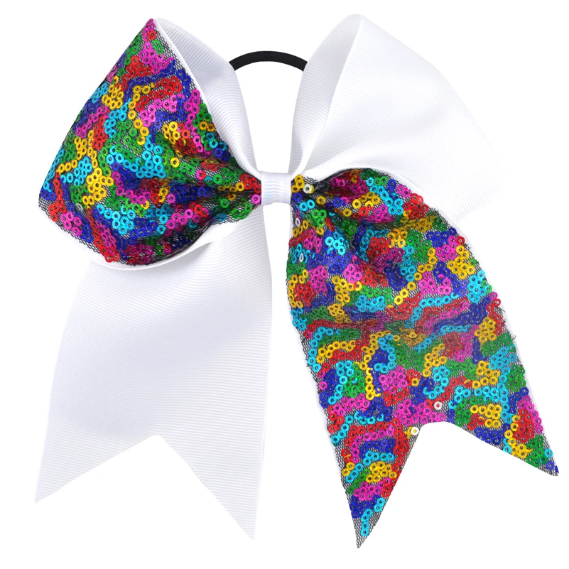 7 дюймов большая блестка бант для чирлидинга радужная эластичная лента волос