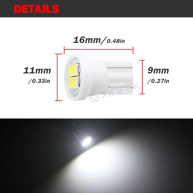 10 шт. T10 W5W Светодиодная лампа 2 SMD LED белый синий красный 194 168 5630 Автомобильный