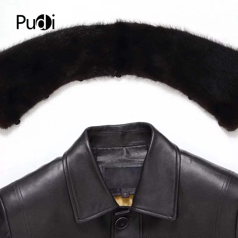 PUDI MT840 мужские Новые Модные Куртки из натуральной овечьей кожи с подкладкой из меха норки, осенне-зимняя повседневная верхняя одежда