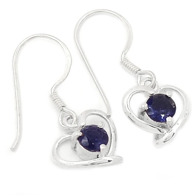 

Genuine Iolite Earrings, 100% 925 Sterling Silver, 32mm, 2.2g ,ER2314I, New