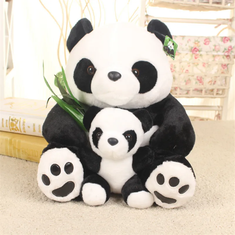 

Kawaii Panda Bear Parent-Child Bear Stuffed Animals Plush Toys Hug Bamboo Leaf Teddy Bear Panda Birthday Toy Simulation Panda