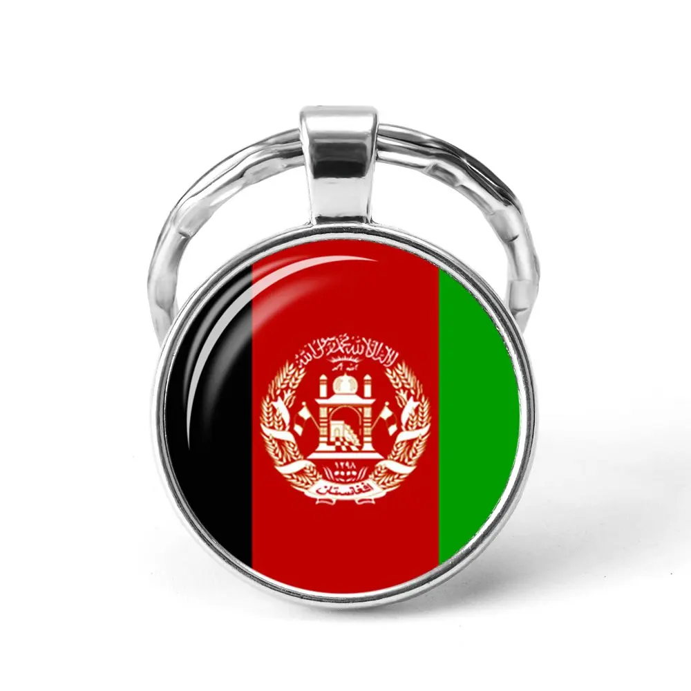 AFGHANISTAN Новейшие металлические наушники Футбол Мировой Кубок брелок Украина/Испания/Израиль/Соединенное Королевство Национальный флаг Стекло брелок с кабошоном - Цвет: AFGHANISTAN