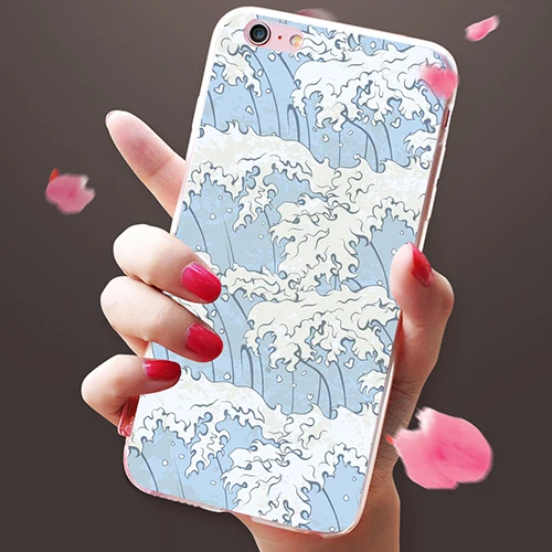 Укие э Стиль Волна Печати Телефон Case Cover для iPhone 6 S 7 Плюс|cover for iphone|case covercover iphone 6s |