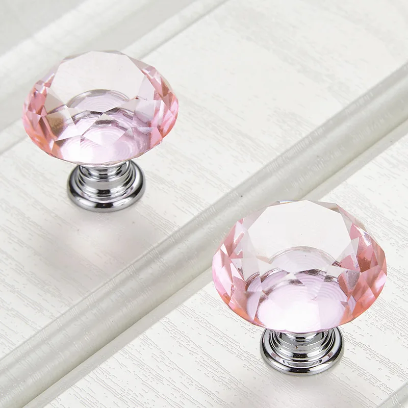 Ручка и ручка для ящика в форме алмаза из хрустального стекла тяга шкафа комода 30