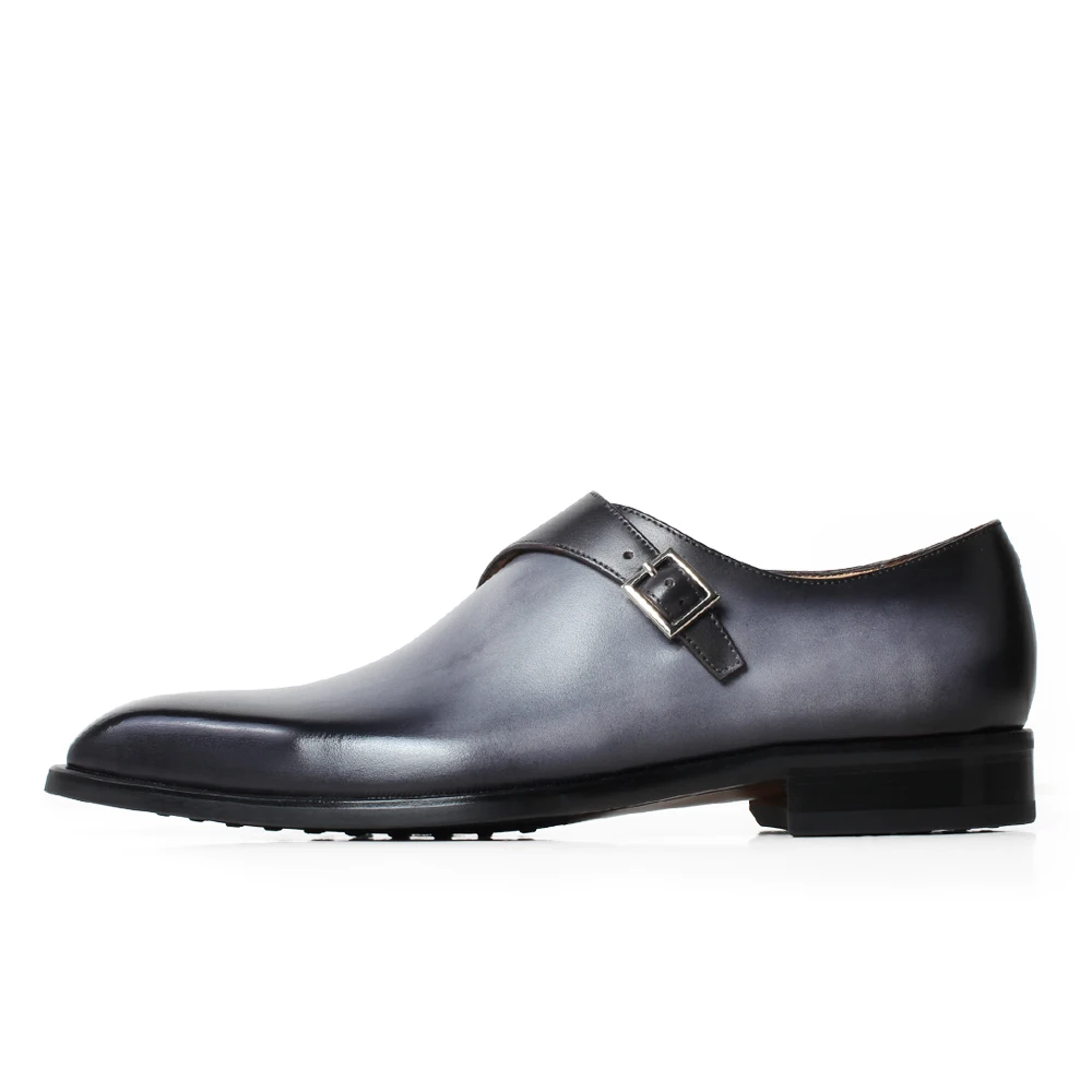 VIKEDUO Buckle Monk Strap Shoes For Men Genuine Leather Patina Dress Handmade Wedding Office Formal Suits Footwear Zapatos | Обувь