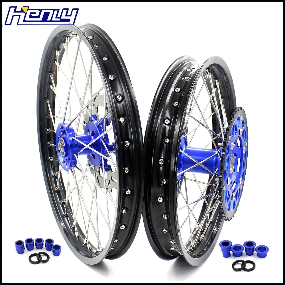 21/19 полный мотоциклетные колеса обода Набор для YAMAHA YZ 125 250 1999- YZ250F 2001- YZ450F 2003- синий звездочки