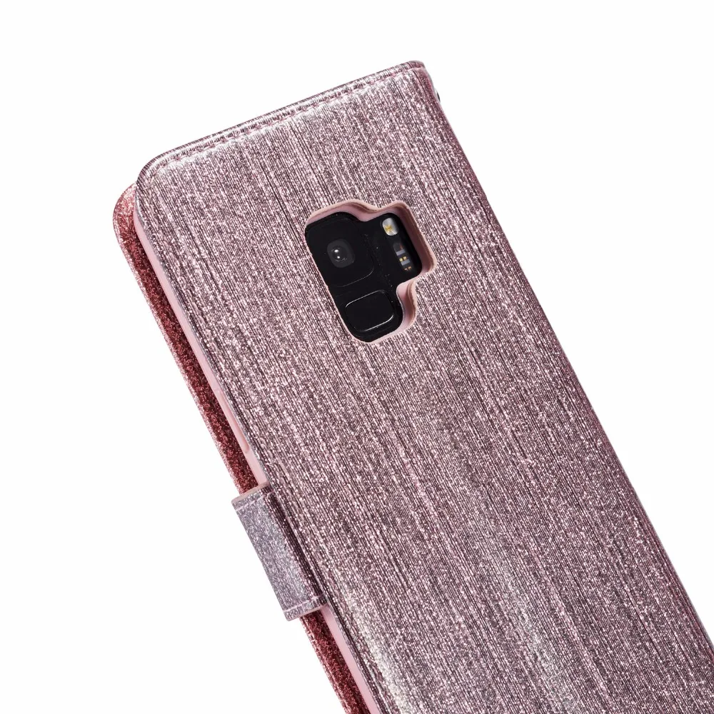 Чехол для телефона Etui, чехол для samsung Galaxy A3 A5 J6 A6 A8 S7 Edge S8 S9 Plus Note 9 с IMD, блестящий флип-кошелек