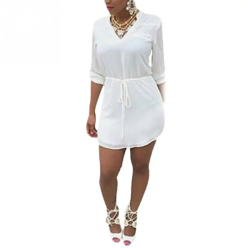 Fashion Women Sexy Short Sleeve V-neck Dress Irregular Slim Bodycon Party Casual Mini -m5 | Женская одежда